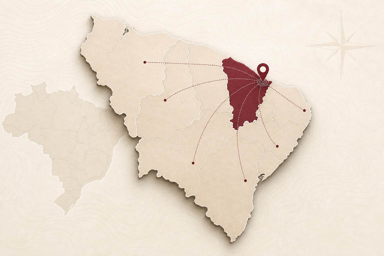 Localização de Fortaleza, Ceará, área de atuação da Mahalo